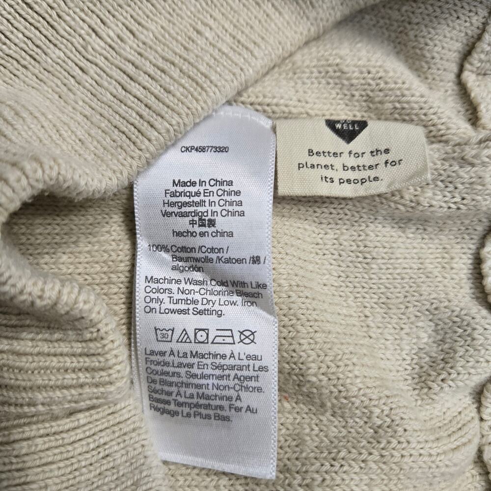 Madewell Clairview Hoodie Sweater, Cream/Olive Green, Cotton, Size XXS - Picture 5 of 10